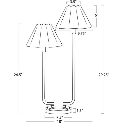 Polly 29.25 inch 60 watt Natural Brass Double Arm Table Lamp Portable Light in White Linen
